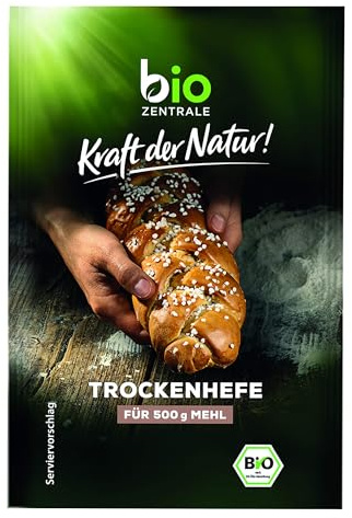 biozentrale Trockenhefe | 1 Päckchen getrocknete Bio-Hefe entspricht ½ halben Würfel Frischhefe | reicht für 500 g Mehl | vegan und glutenfrei | für herzhafte und süße Backwaren (Packung mit 10)