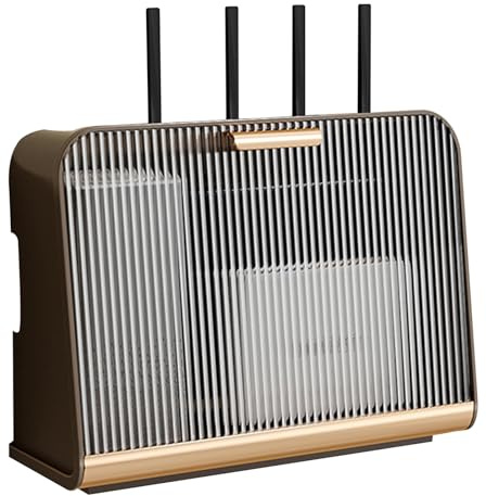 Caja Router Pared, Caja de Almacenamiento WiFi para Colgar en La Pared, Router Rack, Router Pared Organizador de Cable, Estante de Almacenamiento WiFi para TV(Transparent panel + coffee color)