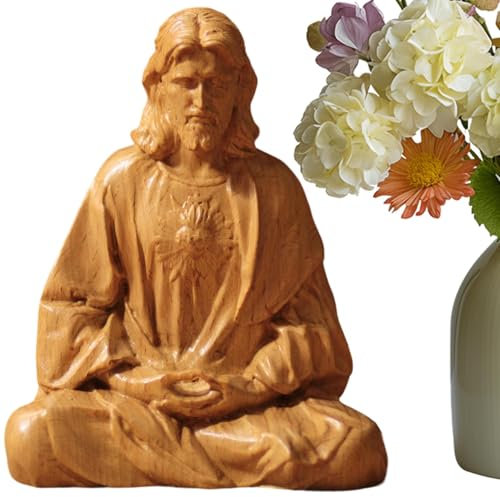 TQEBWUS Figurine de Jésus - Statue Sacrée de Méditation, 15 cm, Décoration de Maison et d'Église