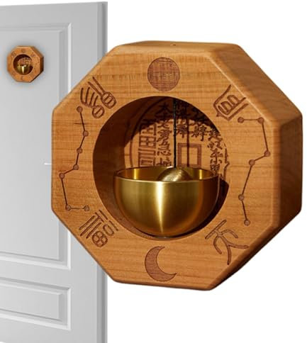Tyinerc Carillon d'ouverture de Porte, Sonnette de Porte de Magasin | Diagramme Rappel d'ouverture de la Porte des Basses | Anneau de Sonnette magnétique en Bois et Laiton, Ornements de Porte