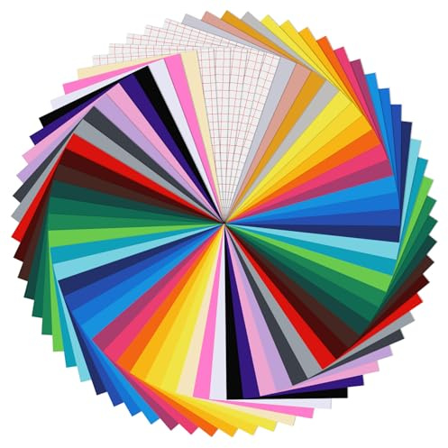 60PCS Vinilo Textil Termoadhesivo, 30.5x21cm Vinilo Adhesivo, Vinilos Permanente Con 5 Película De Transferencia, Vinilos Adhesivos Para Bricolaje Manualidades DecoracióN Tazas Vidrios Ventanas