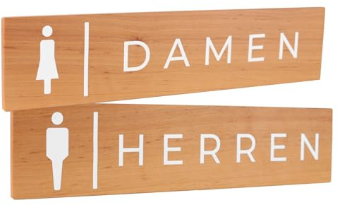 Selbstklebendes Holz-WC-Schild – Badezimmerschilder für Männer und Frauen, Toilettenschild, Badezimmertürschild, Toilettenschild, Waschraumschilder für Zuhause, Wasserschrankschild (Holzschilder)