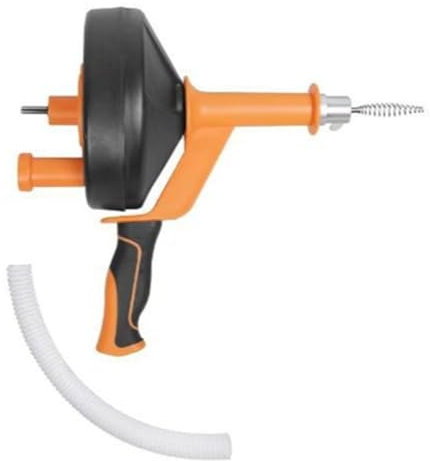 Giuneuow Drain Augers Clog Remover with Drill Bit Adapter, Duty Flexible Plumbing Snake, Manual or Electric for Kitchen, Bathroom