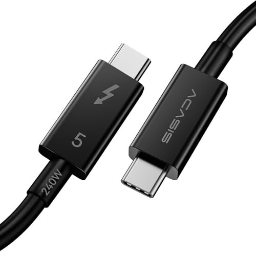Acasis [Cable Thunderbolt 5 de 80 Gbps certificado por Intel de 90 cm, cable de pantalla de vídeo USB-C compatible con 80 Gbps, ancho de banda de 120 Gbps, 16 K a 60 Hz, 8 K a 60 Hz, 4K a 540 Hz