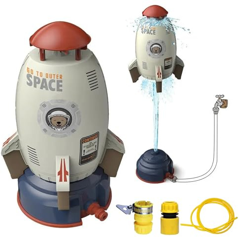 Werwing Rocket Water Sprinkler for Kids with 3M Hose - Hydraulic Launch, Spin & STEM Water Pressure Toy for Backyard Summer Play