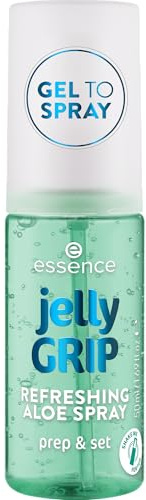 essence Jelly GRIP REFRESHING ALOE SPRAY, hydratant, texture gel-to-mist, à l’aloe vera, pour préparer, fixer ou rafraîchir, 50ml