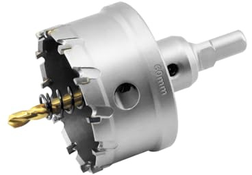 Aohhy 60mm Lochsäge Hartmetall Bohrer, Professional TCT Metall Bohrer für Edelstahl, Kunststoff, Messing, Eisen, Aluminium