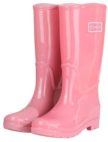 Scarpe Impermeabili Donna,Stivali Pioggia Donna Alti di Gomma Galosce Impermeabili Stivaletti Antiscivolo Plateau Boots Taglie Forti ​​Tinta Unita Outdoor per Giardino e Escursionismo Rosa 40