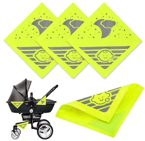 XPEX 4 Pezzi Adesivi Riflettenti Universali per Passeggino, Sicurezza,Ideali per Passeggini,Biciclette, Rimorchi e Molto Altro Ancora,Accessori per Bambini