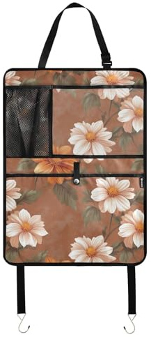 Vintage Dahlia Terracota - Organizador de asiento trasero para niños, con soporte para tableta, organizador para colgar en el coche, alfombrillas para niños