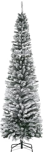HOMCOM Albero di Natale 225cm Artificiale Pieghevole con 738 Rami Verde | Base Rimovibile, in PVC e Metallo