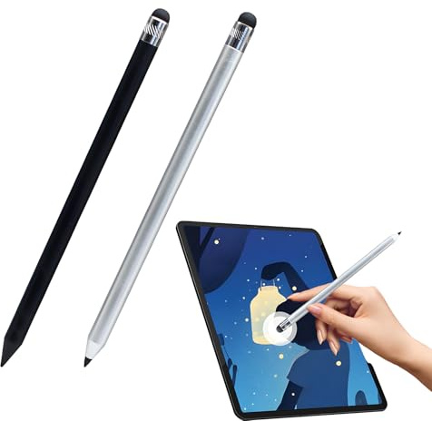 Leloco 2 Stück Tablet Stift für Alle Tablets 2 in 1 Universelles Touchscreen-Stift Nostalgische Bleistiftform kompatibel mit Allen kapazitiven Touchscreen Resistiver Bildschirm Geräten