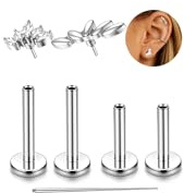 MILACOLATO G23 Titan Labret Piercing Innengewinde | Tragus Labret Lippenpiercing Medusa Innengewinde Medizinische Ohrstecker Ohr Klein Conch 6/8MM-Blatt