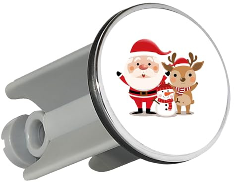 Huuraa Waschbeckenstöpsel Weihnachtsmann Rudolph und Schneemann Geschenk | Universal Stopfen 4cm höhenverstellbar Abflussstopfen Geschenkidee Stöpsel mit Motiv für das Waschbecken