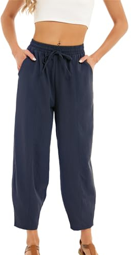 Pantalon Femme Extensible Respirant Pantalon de Sport avec Cordon Élastique et Poches Pantalon de Loisirs Ample Décontractés pour Running Training Yoga Fitness Gym Jogging