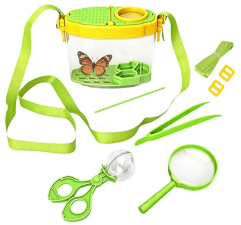 SKIKHN Becherlupe Set lupenglas,Forscherset Outdoor,6 Stück Insekten Beobachtungsbox,Insektenfänger Pinzette Lupendose,Bug Hunting Kit,für Outdoor Wissenschaft Natur Erkundung Grün