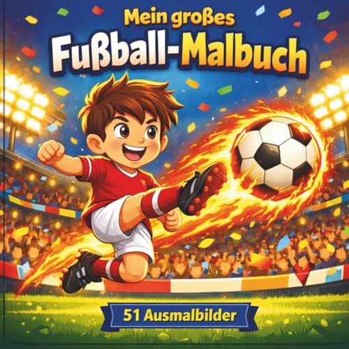 Mein großes Fußball-Malbuch: 51 Ausmalbilder rund um Fußball für Kinder – Malbuch für Jungen und Mädchen ab 4 Jahren – Kreatives Geschenk für kleine Fußballfans