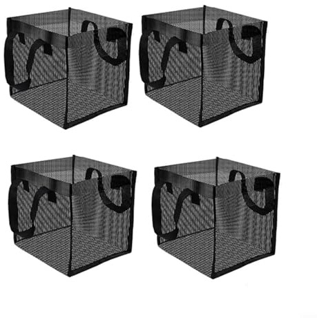 HOHOVYVY Lot de 4 paniers à plantes d'étang en maille PVC avec poignées pour nénuphars et plantes aquatiques, formes carrées ou rondes (carré)