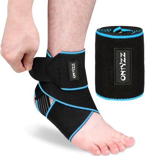 ONTYZZ Apoyo de Vendaje de Tobillo Alta Elasticidad Tobillera Deportes Proteccion de Tobillo con Tira de Gel de Sílice Respirable Soporte de Tobillo Negro-azul