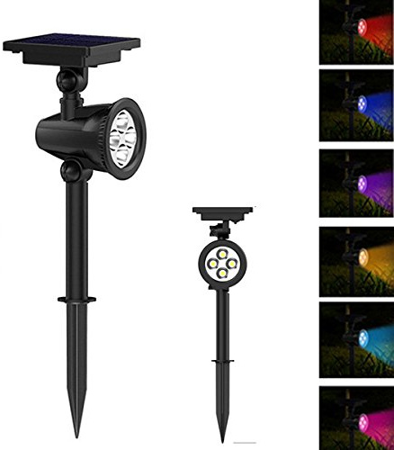 MASUNN Solar Control Remoto 8 Cambio De Color Led Spot Luz Impermeable Outdooor Jardín Césped Paisaje Lámpara