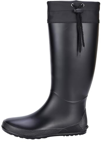 Asgard Women's Packable Tall Rain Boots Ultra Lightweight Garden Boots - NOT for Wide Calf, Black 39 (size 8-8.5)