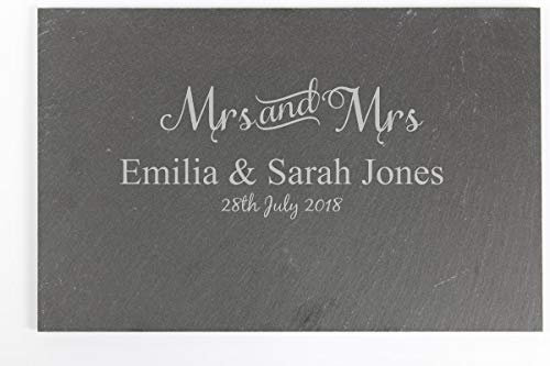 Personalised Mrs & Mrs Slate Cheeseboard Placemat
