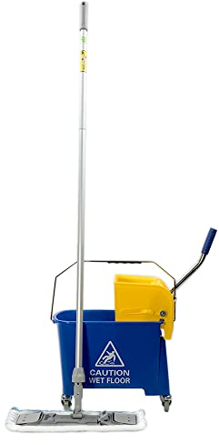Unger 79078 79078-Set Professionale per la Pulizia del Pavimento, con Secchio Doppio, Panno in Microfibra e Supporto per Sistema Lavapavimenti Piatto, Giallo, 15 L