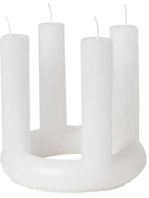 Broste Copenhagen Lucille Adventskranz Adventskerze aus Paraffin in der Farbe Pure White, Maße: 20cm x 20cm x 18cm, 45800407