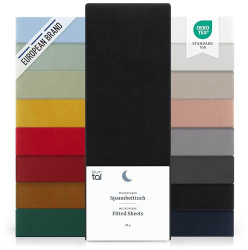 Blumtal Set de 2 Sábana Bajera Ajustable de 90gr y 135x190x30cm, Sábana Bajera de Microfibra Premium con Certificado Oeko-Tex, Negro