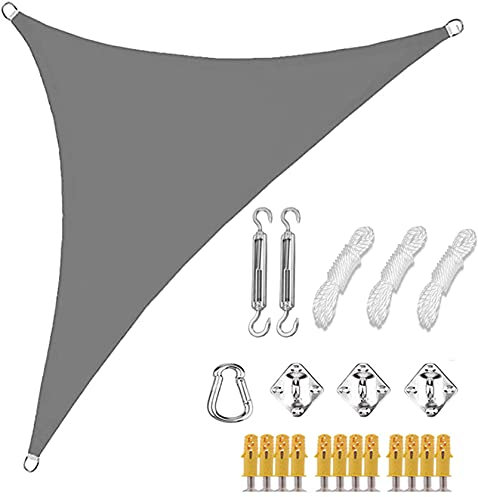 QIAOH Vela Ombreggiante Triangolare 2x2x2m, Tende da Sole per Esterno,Antivento Impermeabile Protezione Raggi UV, per Terrazza Campeggio Giardino