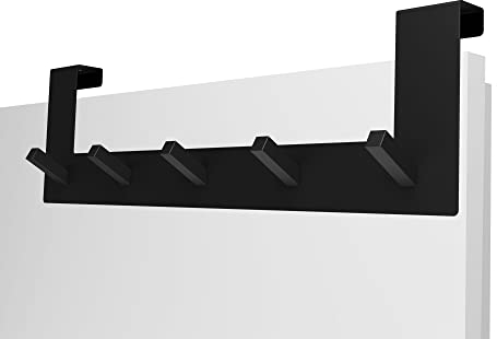 VMbathrooms Premium Türgarderobe mit einzigartigem Haken Design | Türhakenleiste für Standard Türfalz bis 2,1cm | Kleiderhaken Tür + Gratis E-Book (Farbe: Schwarz matt)