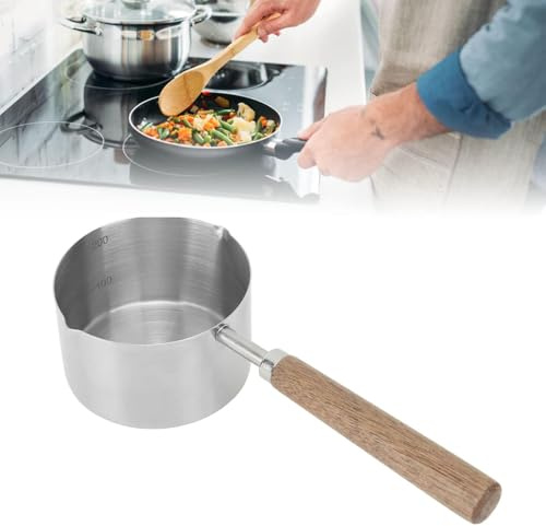 Mini Cacerola, Olla de Acero Inoxidable para Olla Portátil para Calentar Mantequilla de Leche, 200 Ml, Pequeña con Mango Ergonómico para Cocina Casera, Restaurante,