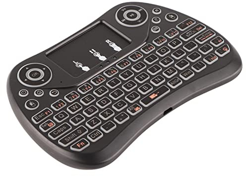 KOSDFOGE Mini Tastiera Bluetooth, Tastiera Palmare Touchpad, Mini Tastiera Wireless Retroilluminata con USB 2.4G per Google/Android TV Box/FireStick/iOS/Android/PC