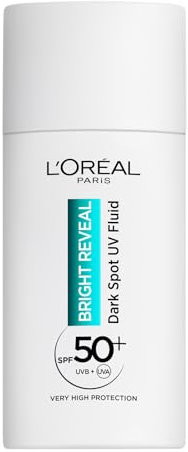 L’Oréal Paris Bright Reveal UV Fluid SPF 50+ for Face, 2% Niacinamide and LHA + Vitamin E, Protects Prevents and Visibly Corrects All Types of Dark Spots, Hormonal Spots, Sunspots and Age Spots, 50ml