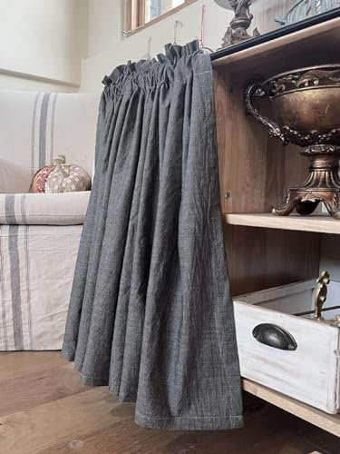 A.Monamour Gardine Scheibengardinen Kurzstores Landhaus Bauernhaus Baumwolle Grau Kurzvorhang Kurzgardinen Küchengardine Küche Vorhang Fenster Kurz Stores Bistrogardine