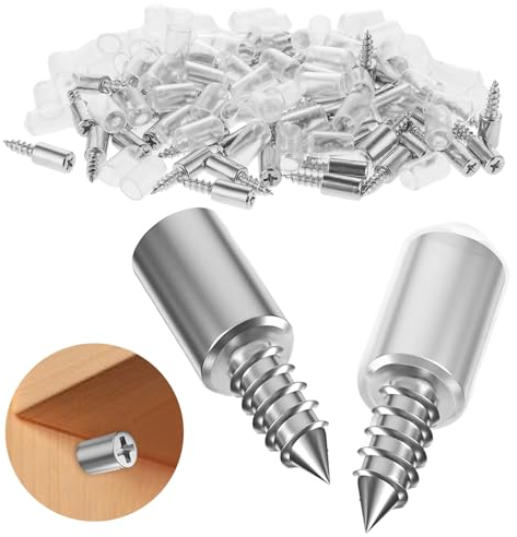 Jeffdad Regalbodenträger 7.5MM, 50 Stück Selbstschneidende Schraube Regalbodenträger mit Transparenter Anti-Rutsch-Abdeckung, Einlegeboden Halter Metall für Schrank Möbel(Transparente Gummimanschette)