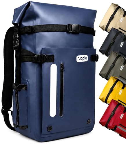 Ruqqle Wasserdichter Rucksack, vielseitig, wasserdicht Tasche, Dry Bag 20/30/45 l, mit 3 Außentaschen, komfortabel, RollTop, Strand, Boot, Kanu, Paddel, Kajak, Wandern, Camping, Angeln, Motorrad