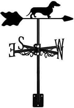 Windfahne Wetterfahne, Hundeornament, Dachhalterung, Richtungsanzeiger, Dekoration, Zubehör für Bauernhof, Hof, Kuppel, Pfosten, Scheunen, Schuppen, Gärten, Dackel