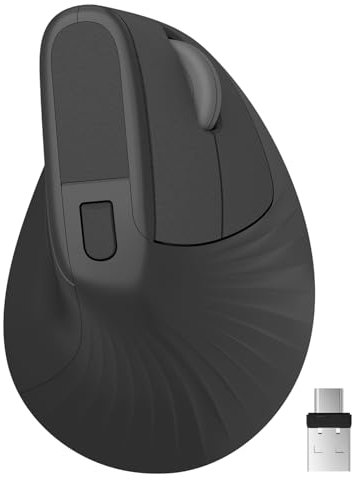 Zhaman Ergo - Ratón vertical ergonómico, USB de 2,4 G y recargable tipo C, mouse inalámbrico con 3 DPI ajustables para PC/Notebook/Laptop/todos los dispositivos tipo C, para Windows, Mac OS, color