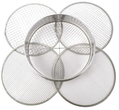 TAIBOSL Mesh Strainers Garden Potting Mesh Sieve Sifting Pan - Stainless Steel Mix Soil Filter 4 Sieve Mesh Filter(1/8In,1/4In,3/8In,And 1/2In) Food Strainer