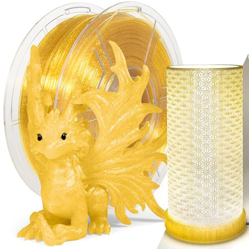 IEMAI PLA Filament 1,75mm 1Kg, Glitzer Transparent PLA Golden 3D Drucker Filament, Maßgenauigkeit +/- 0,02 mm