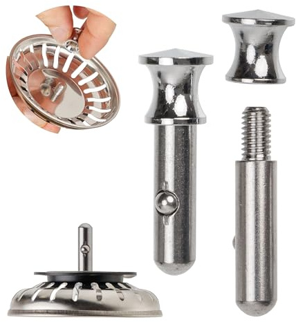 Tige de remplacement de la crépine, 1 pack, tige de 30 mm de long avec bille, dépasse de 25 mm de profondeur dans l'écoulement, tige de Ø 8 mm, vis de la tige en laiton