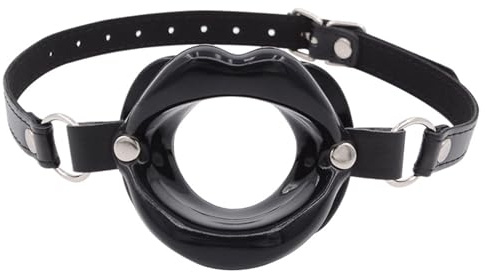 TYDAY Verstellbarer Silikon Mundknebel Extrem mit Öffnung, SM Leder Fesseln Fetisch Slave Sexspielzeug, Ideal für Anfänger und Paare mit Silikon Lipp Mund Öffnung
