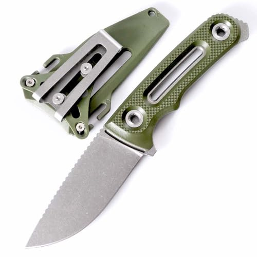 Joa Premium outdoor feststehende Gerade Festes messer große stahl Jagdmesser scharf camping gegen messer edc neck knife messer Loch taschenmesser Grün G10 Gürtelmesser mit Scheide