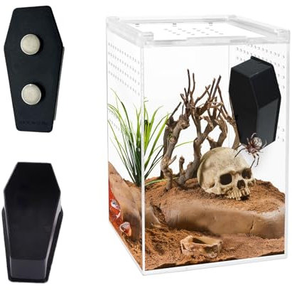 Springende Spinne Sarg mit Magneten für Haustier, Gehege Zubehör, Terrarium Dekoration, Versteck, Lebensraum Zubehör, 2 Stück