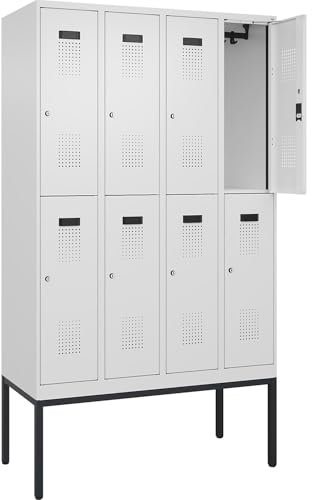 C + P Möbelsysteme C+P | Doppelstock-Spind Evolo Plus | 4 Abteile | verkehrsweiß | B 1200 mm | mit schmalen Füßen | Zylinderschloss