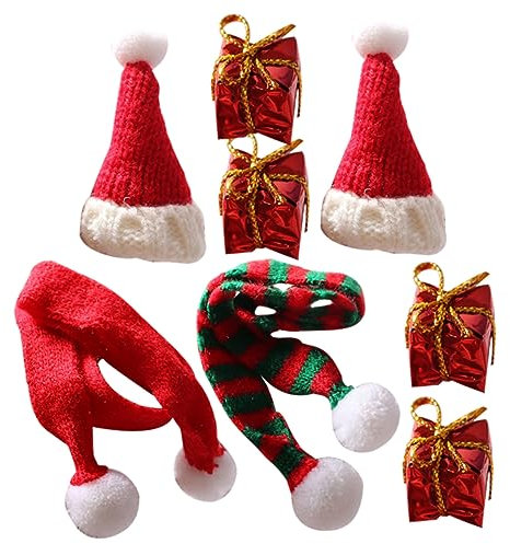 WESIEVYA Mini Zubehör Simulation Gestrickte Weihnachtsmütze Stretch Weihnachtsmütze Jungen Und Mädchen Spielzeug Handwerk