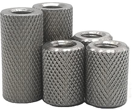 DEPYEE Lange zylindrische Rändelmutter aus Edelstahl, handgedrehte Mesh-Link-Einstellmutter M2,5 M4 M5 M6 M8 M10 M12 (5pcs, M6x10, Stainless steel 304)