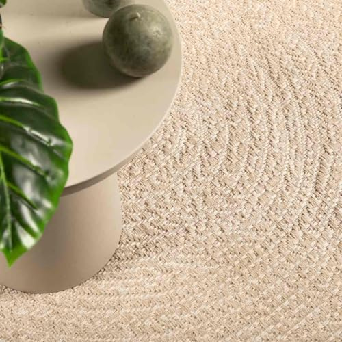 vidaXL Teppich, Teppich Rund Jute-Optik Indoor Outdoor, Teppichmatte UV-beständig für Terrasse Balkon Garten Wohnzimmer, Küchenteppich Bodenmatte, Beige Ø 200cm