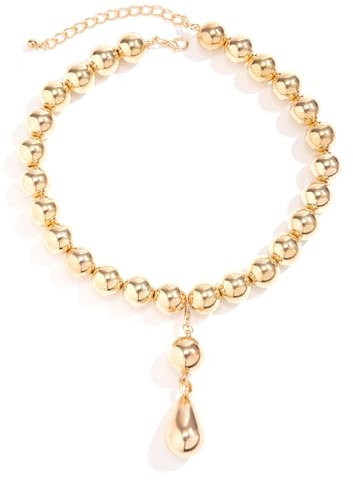 IOETSEUT womens necklace sister necklace Classic Goth Acrylic CCB Big Ball Bead Chain Necklace for Women Trendy Water Drop Pendant Choker Grunge Jewelry Steampunk Men girls gifts